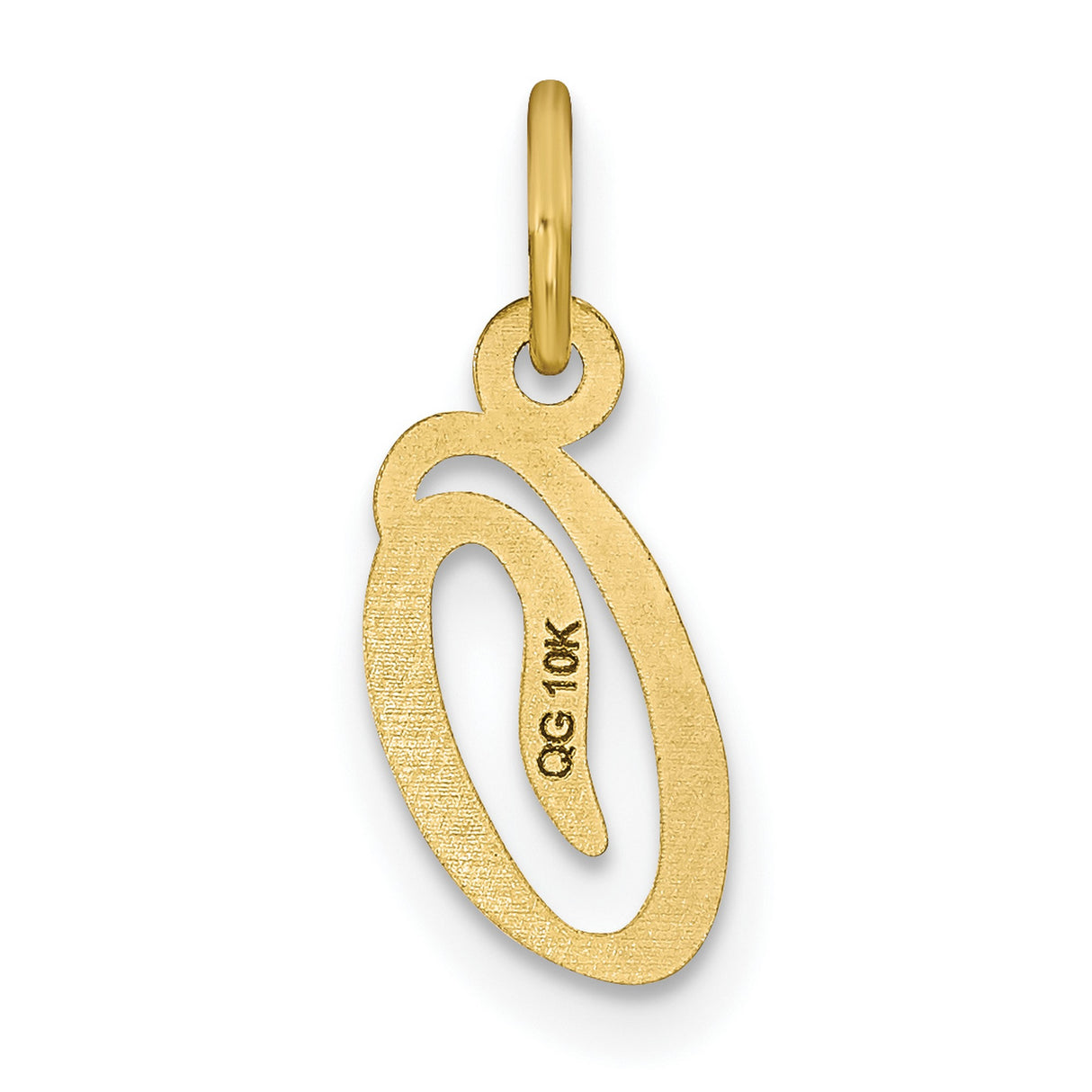10k Yellow Gold Pendant, Initial O Letter Charm with Textured Script Design for Women
