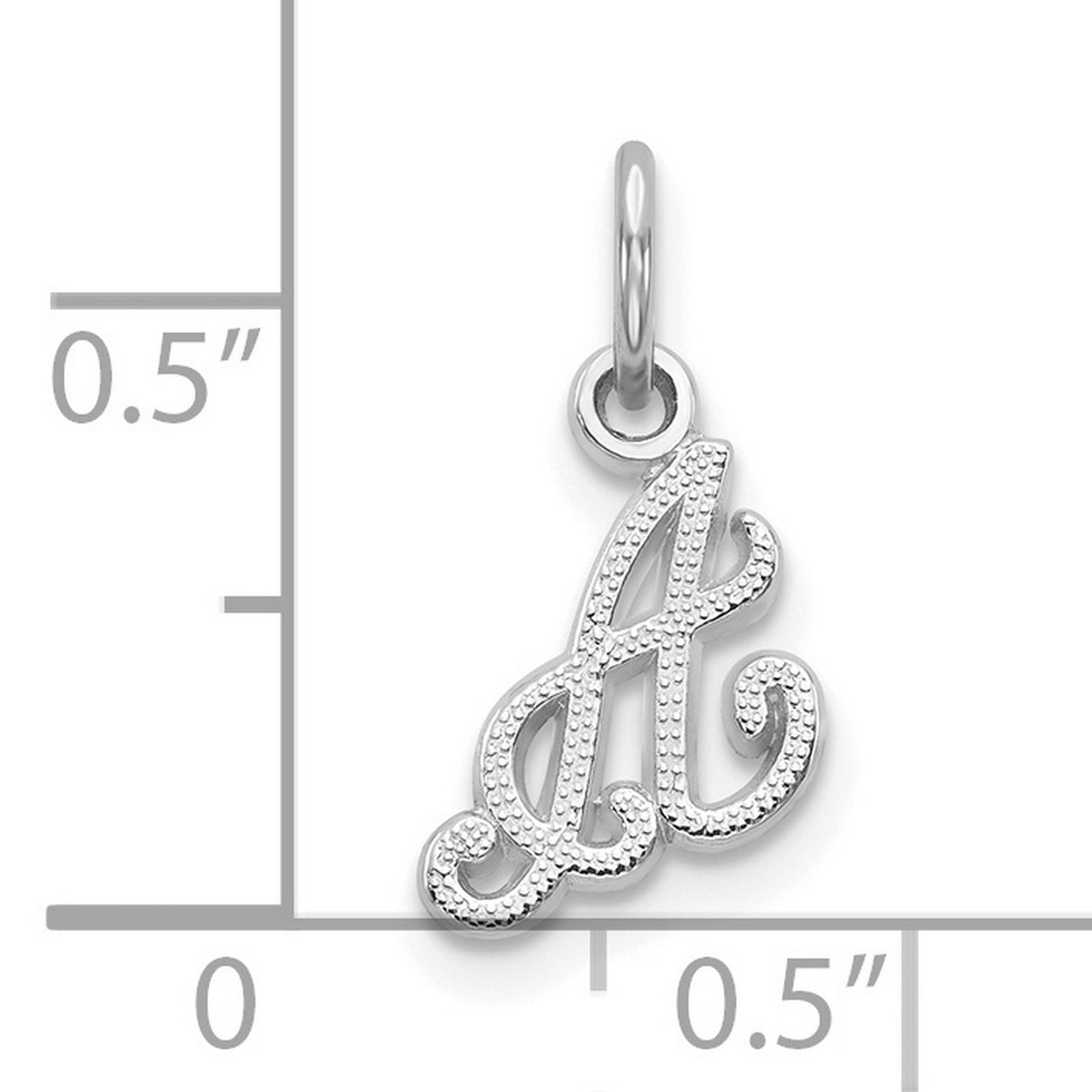10k White Gold Script Initial A Pendant Charm, Cursive Letter Monogram Jewelry for Women