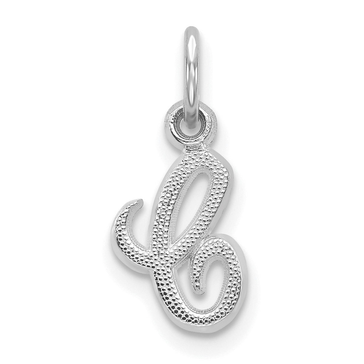 10k White Gold Script Initial Pendant, Cursive Letter L Charm for Women
