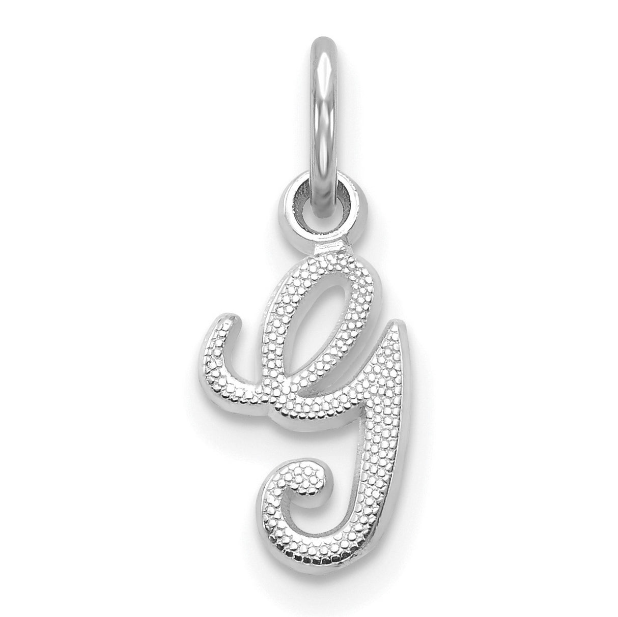 10k White Gold Initial G Pendant, Textured and Polished Letter Charm for Women