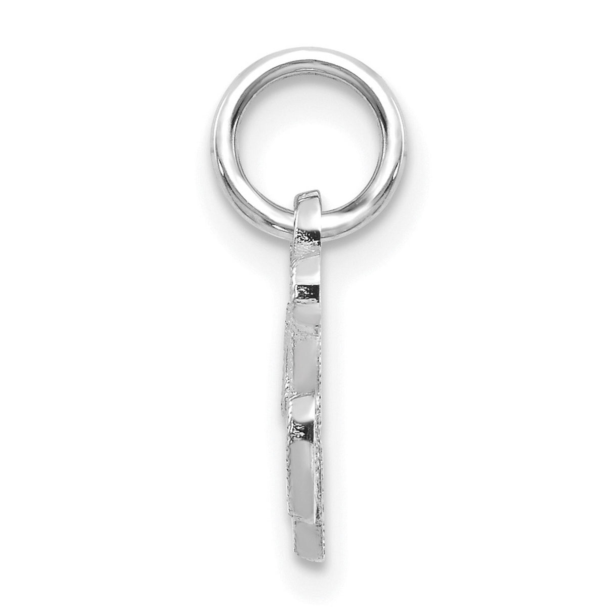 10k White Gold Initial K Pendant Charm with Textured Script Design