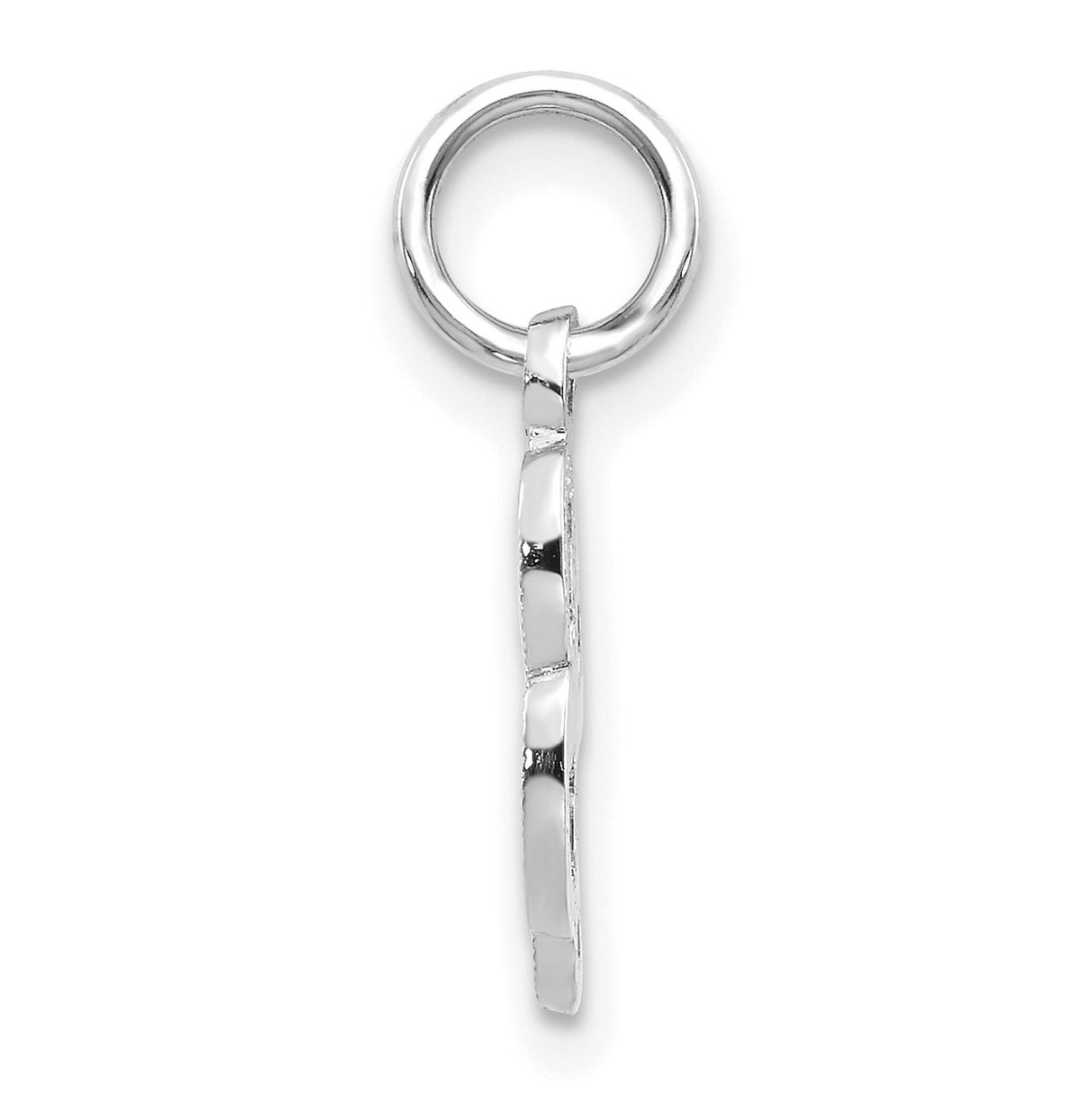 10k White Gold Initial L Pendant, Textured Script Letter Charm for Necklace or Bracelet