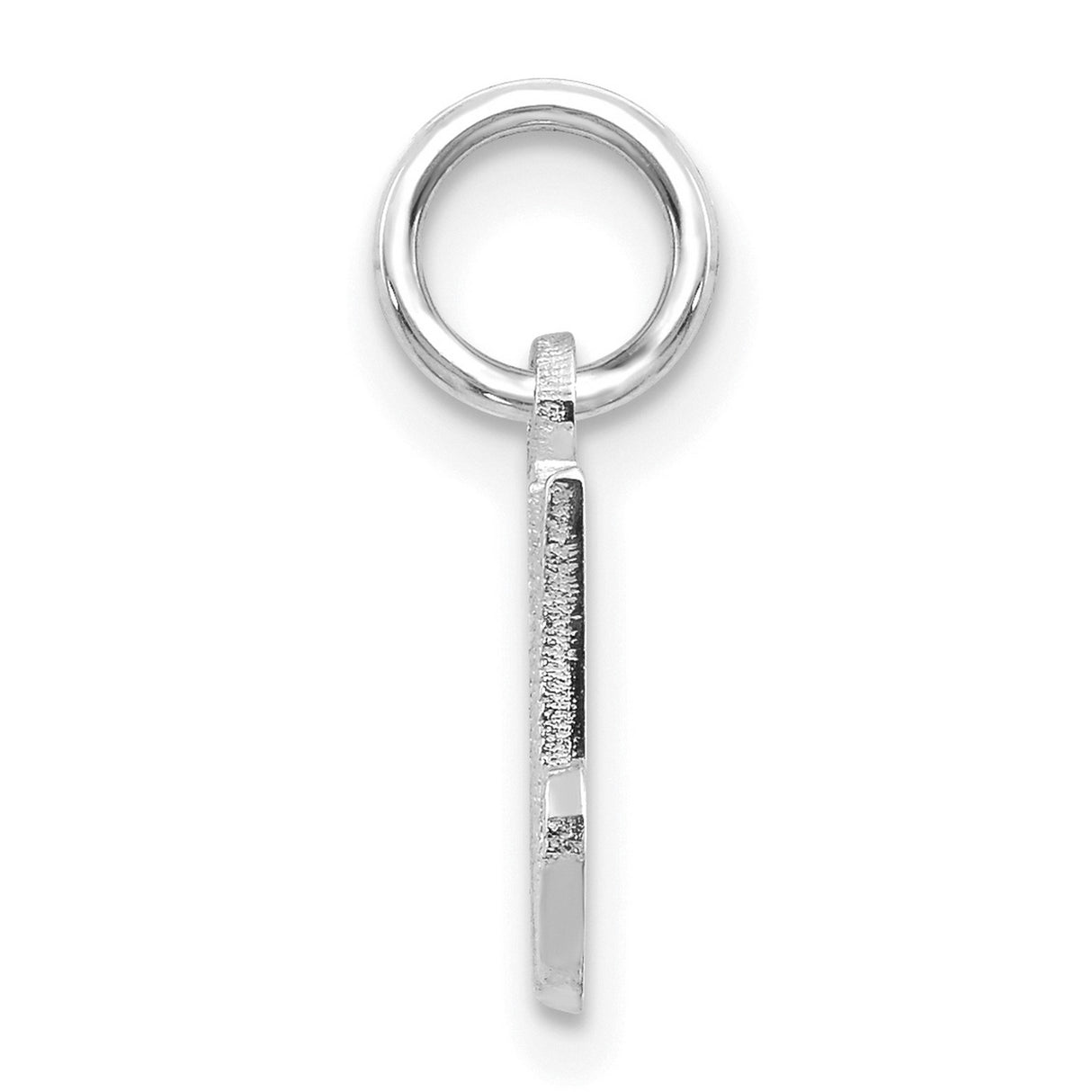 10k White Gold Initial M Pendant, Textured Script Letter Charm for Women