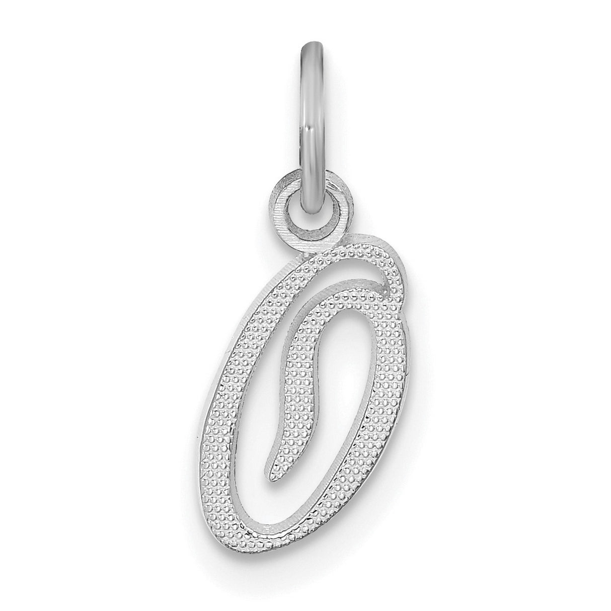 10k White Gold Initial J Pendant Charm, Script Letter Design for Women