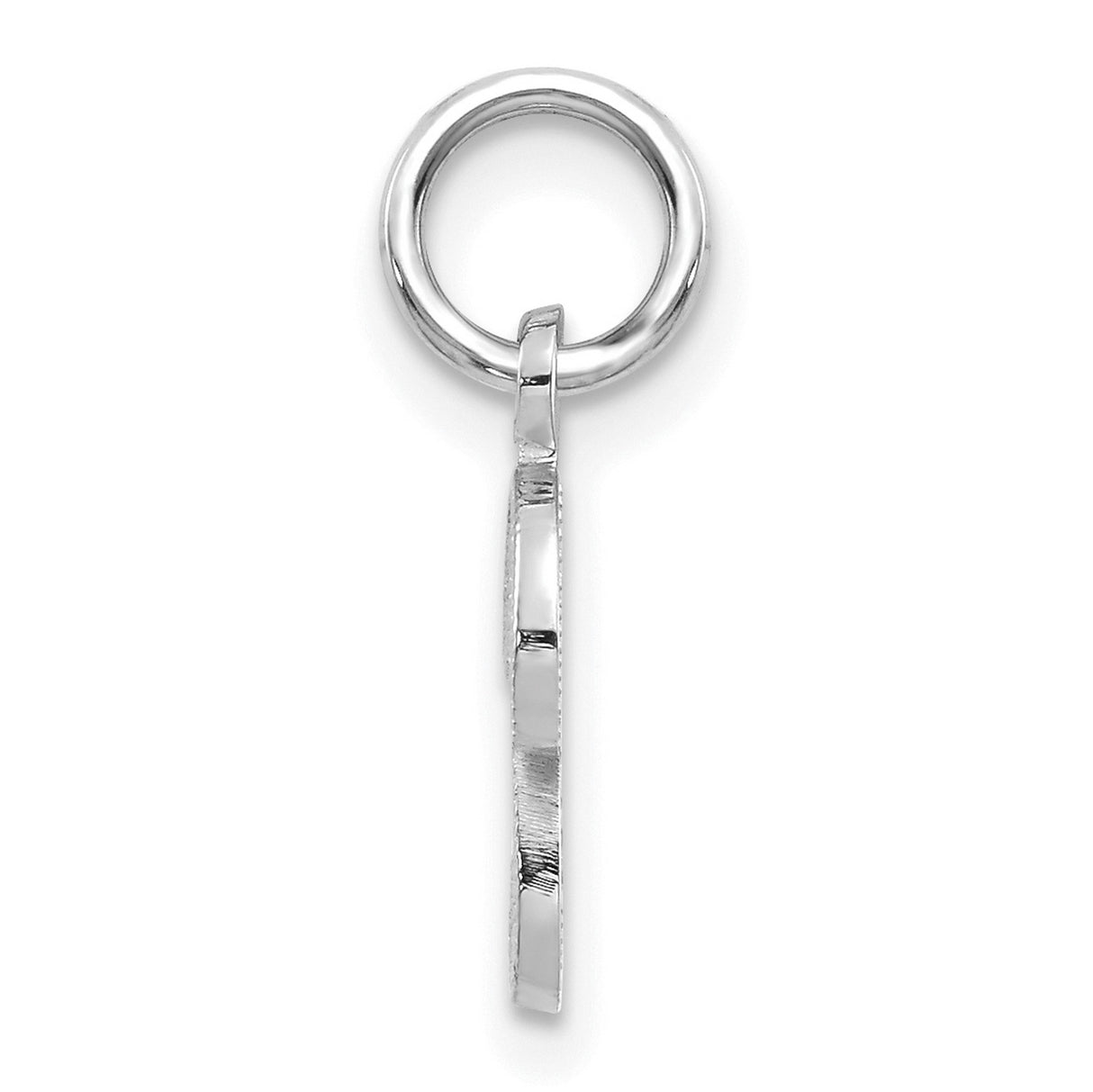 10k White Gold Script Initial P Pendant, Textured Letter Charm for Women