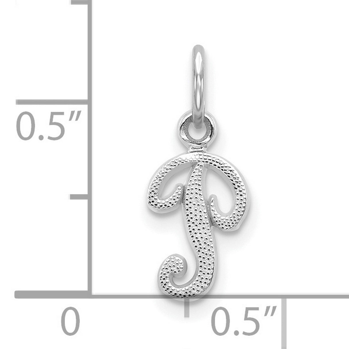 10k White Gold Script Initial P Pendant, Textured Letter Charm for Women