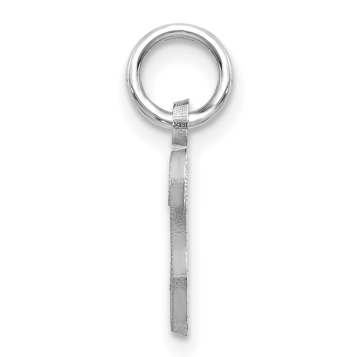 10k White Gold Letter S Pendant, Diamond Cut Textured Alphabet Charm