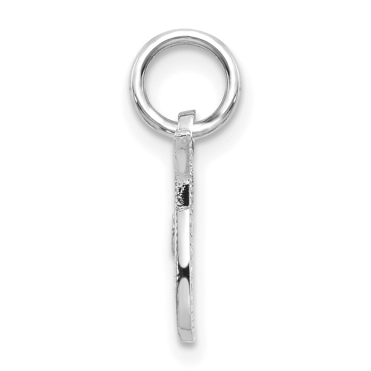 10k White Gold Initial J Pendant, Script Letter Charm with Textured Design