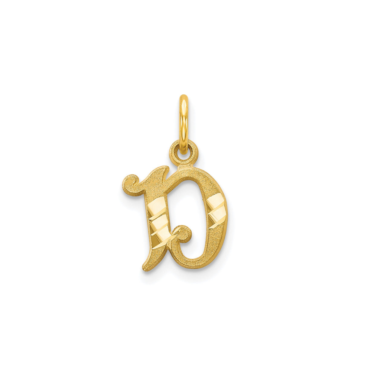 10k Yellow Gold Initial D Pendant Charm, Old English Gothic Letter Design, Unisex Monogram Jewelry