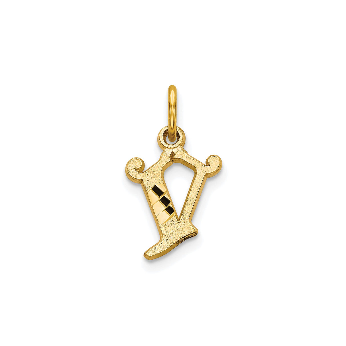 10k Yellow Gold Letter V Pendant, Old English Initial Charm, Vintage Script Monogram Jewelry