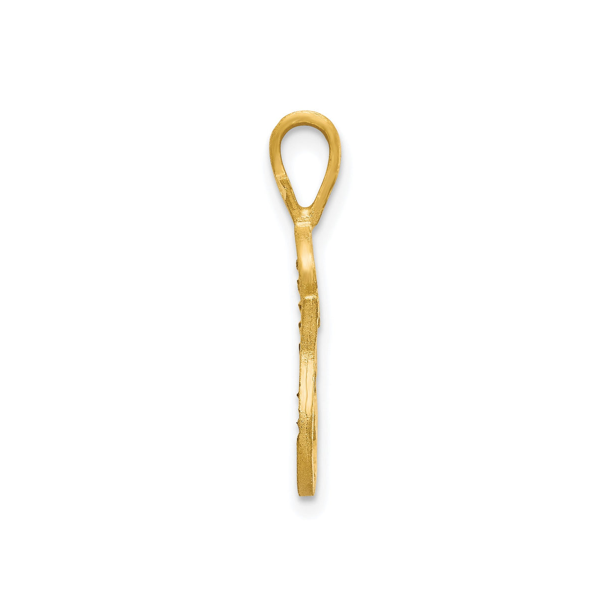 10k Yellow Gold Script G Pendant, Textured and Polished Letter Charm, Unisex Initial Jewelry