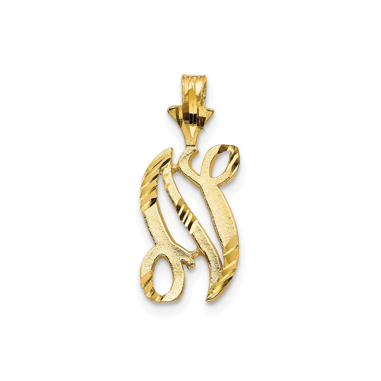 10k Yellow Gold Pendant with Arabic Calligraphy, Islamic Symbol and Textured Accents