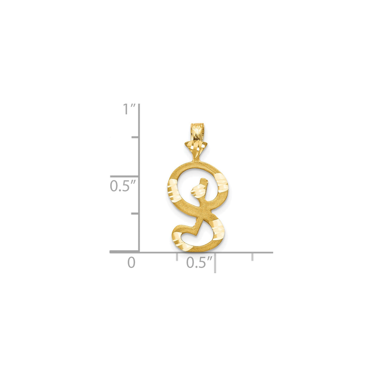 10k Yellow Gold Ankh Pendant, Textured and Polished Egyptian Symbol of Life and Strength