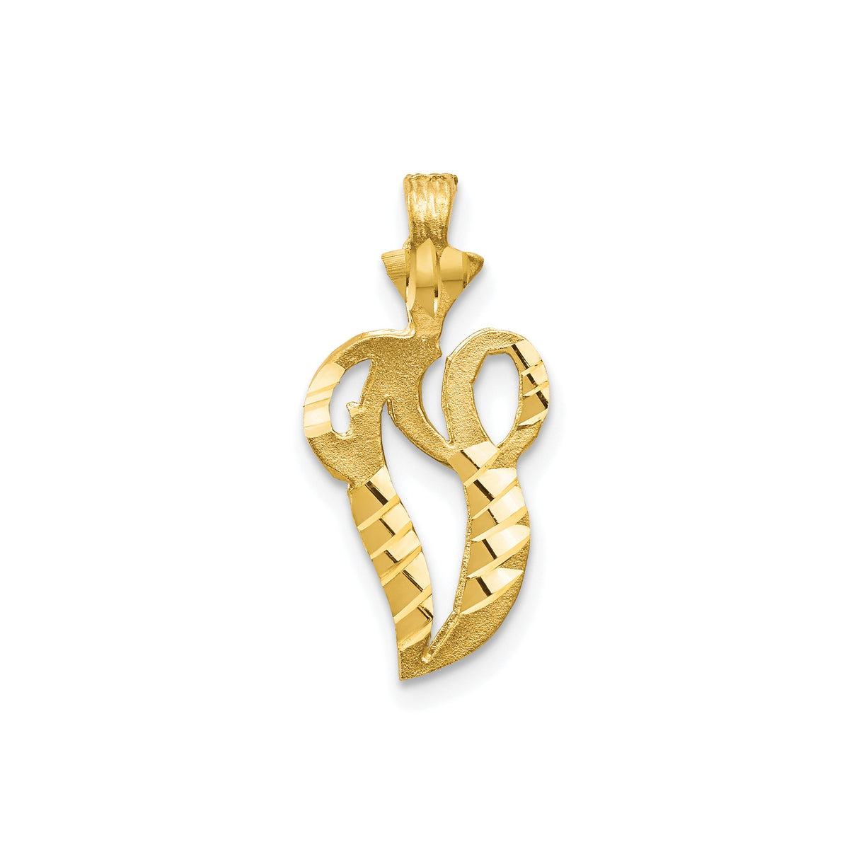 10k Yellow Gold Chai Pendant with Polished and Textured Finish, Jewish Faith Symbol