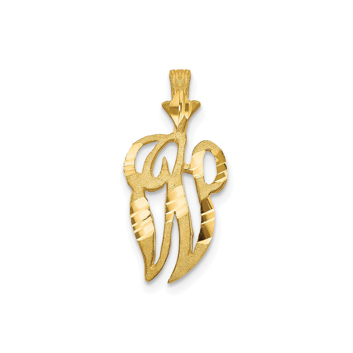 10k Yellow Gold Chai Pendant with Textured and Polished Finish, Hebrew Life Symbol Charm