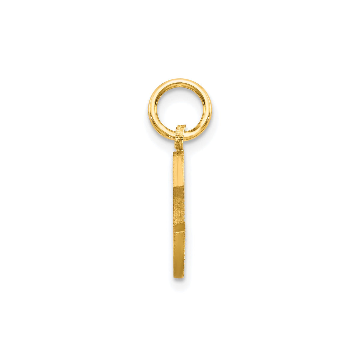 10k Yellow Gold Initial C Pendant, Polished Textured Letter Charm with Diamond-Cut Finish