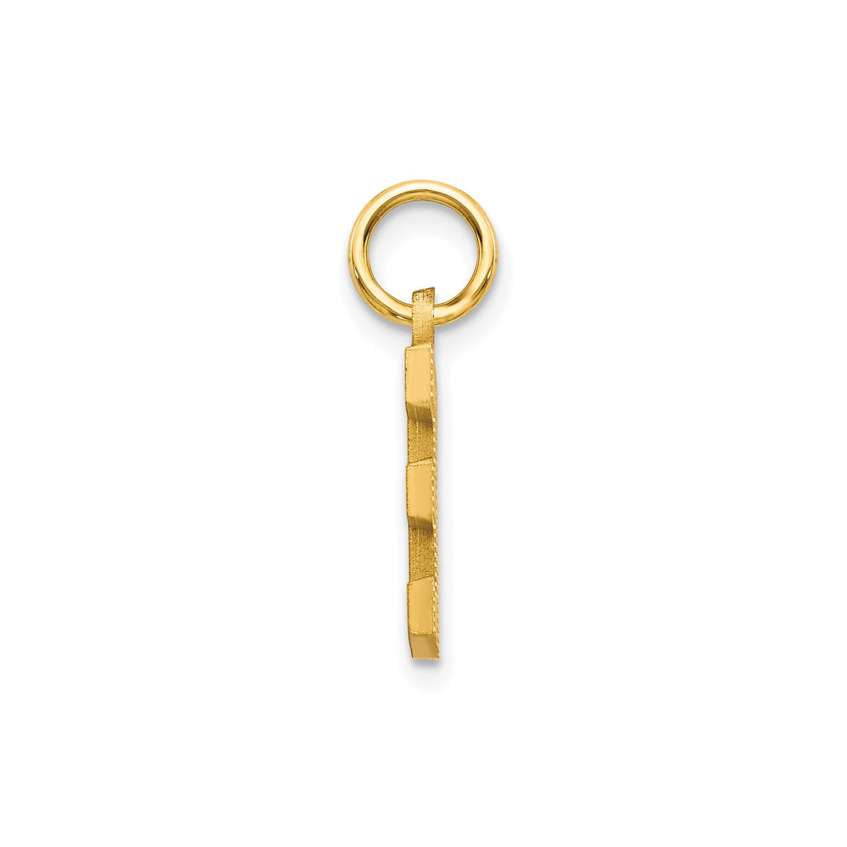 10k Yellow Gold Letter E Pendant with Textured Finish and Teardrop Cutout Detail