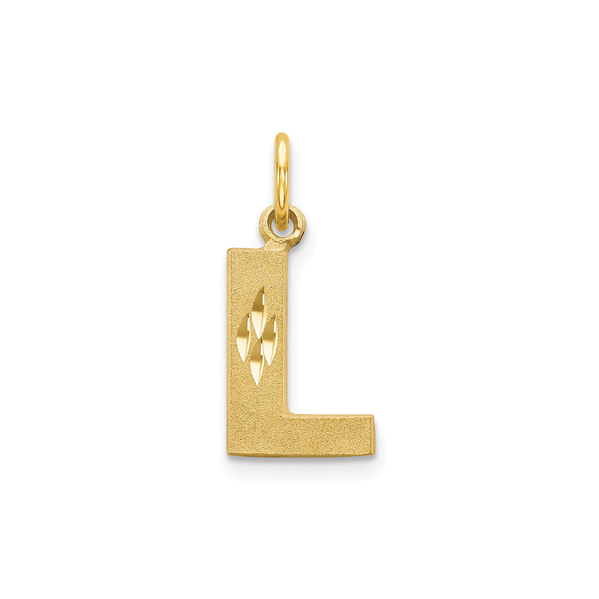10k Yellow Gold Initial L Pendant with Diamond Cut Detailing, Block Letter Charm