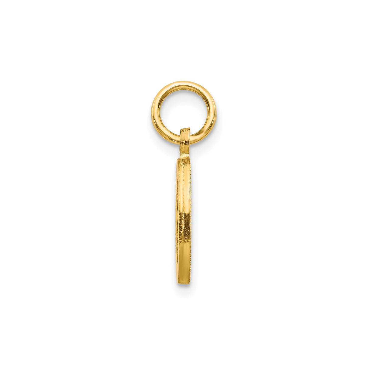 10k Yellow Gold Initial O Pendant Charm with Diamond Cut Accents, Unisex Alphabet Letter Jewelry