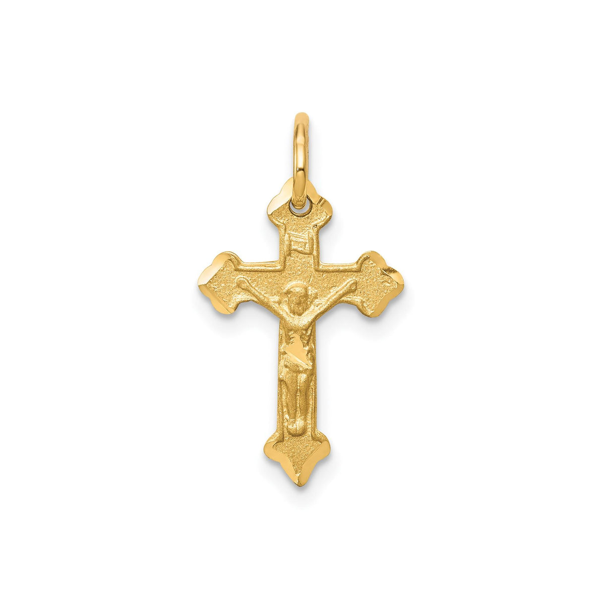10k Yellow Gold Crucifix Pendant with Christ Figure, Religious Cross Charm for Men and Women