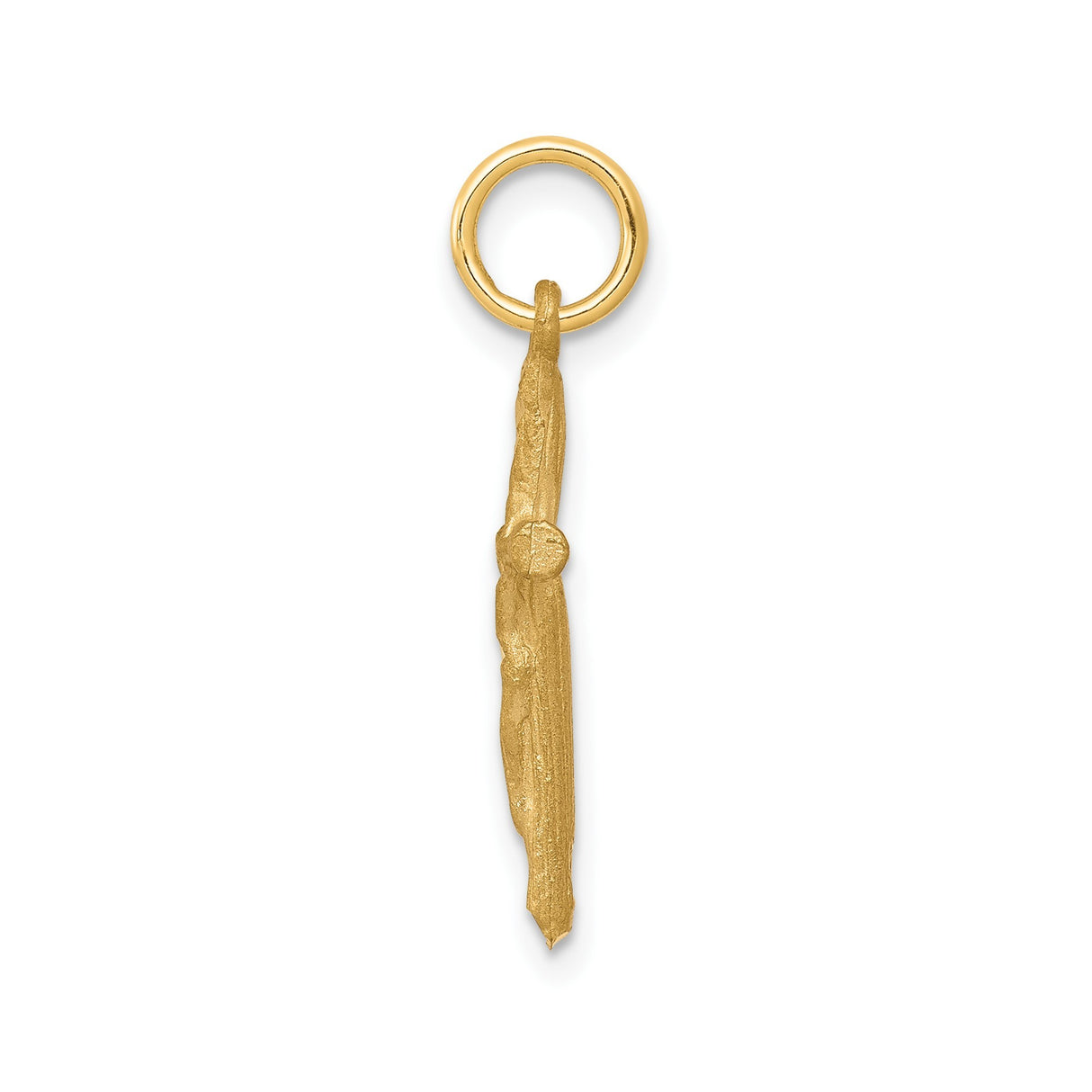 10k Yellow Gold Rustic Cross Pendant with Satin Finish and Organic Texture