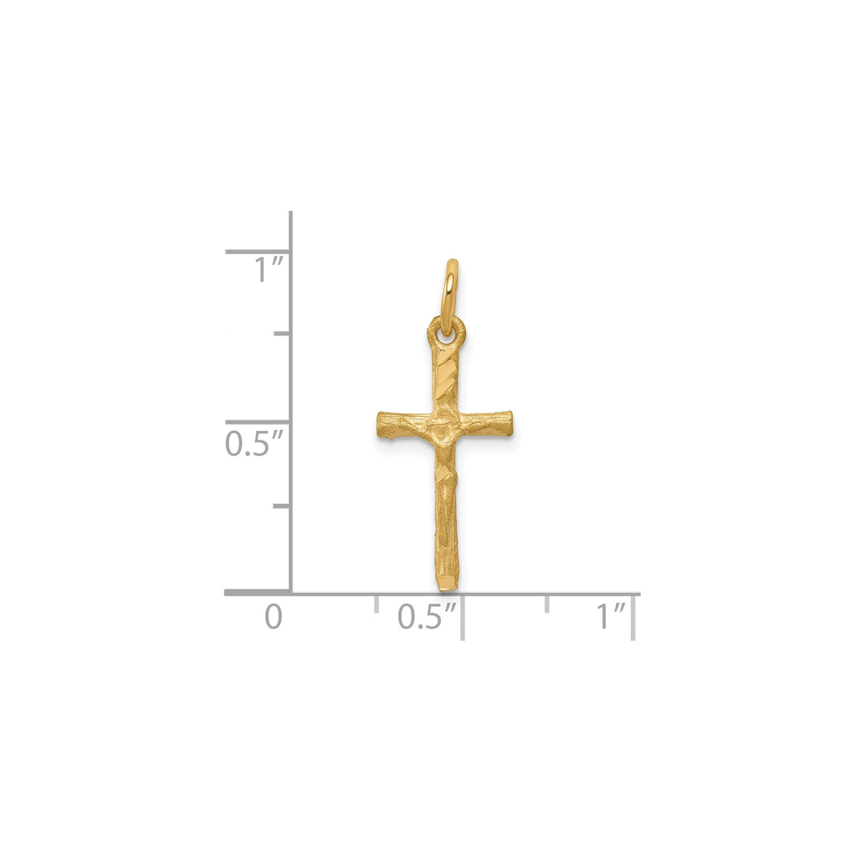 10k Yellow Gold Rustic Cross Pendant with Satin Finish and Organic Texture