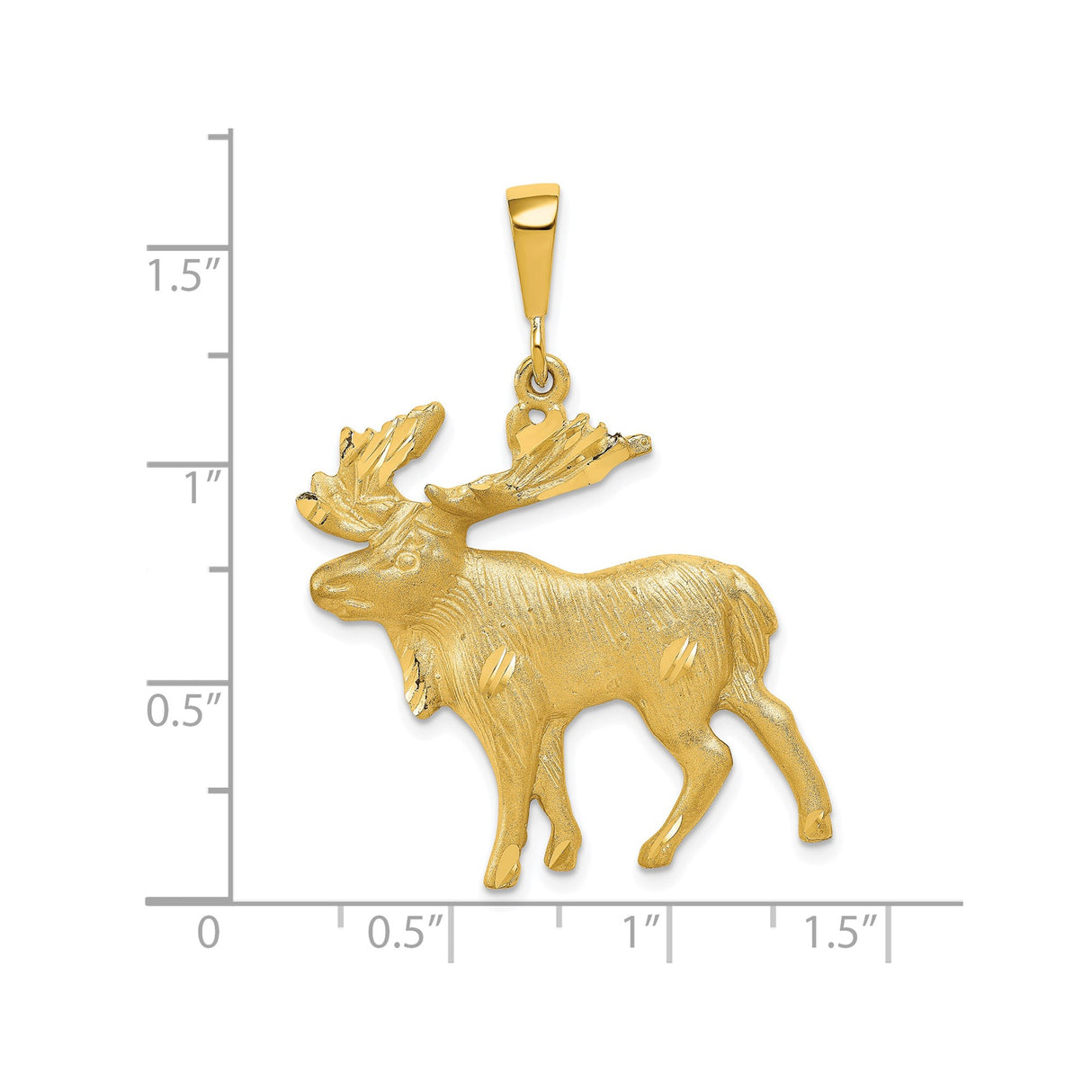 10k Yellow Gold Moose Pendant with Forest Design, Nature Charm for Men or Unisex Wear