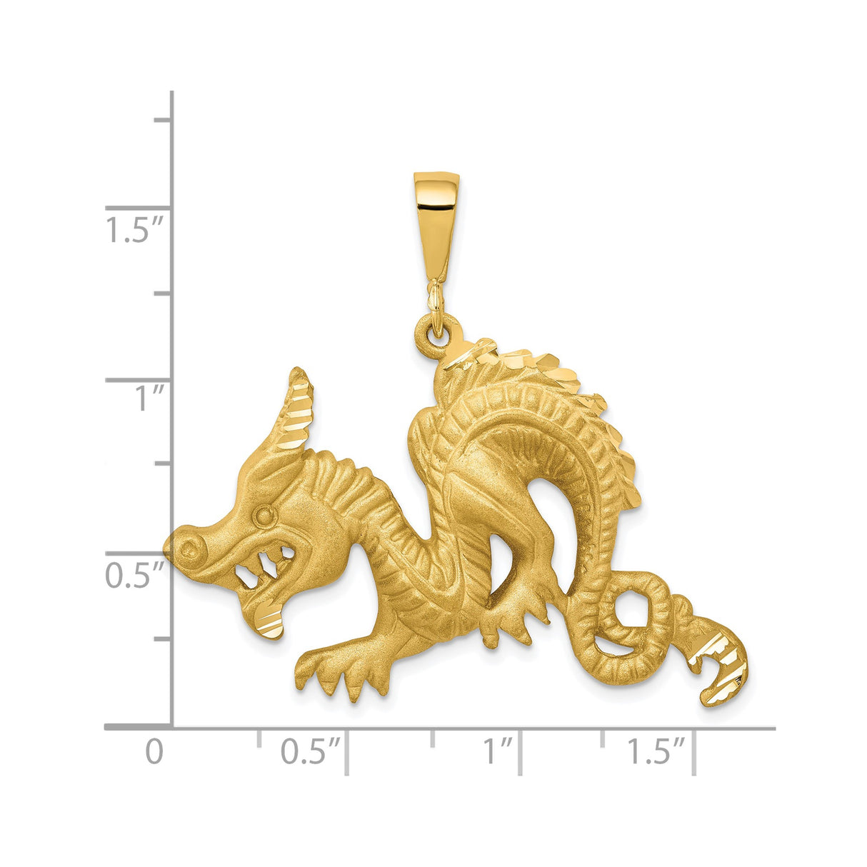 10k Yellow Gold Dragon Pendant, Chinese Style Mythological Symbol of Strength and Power