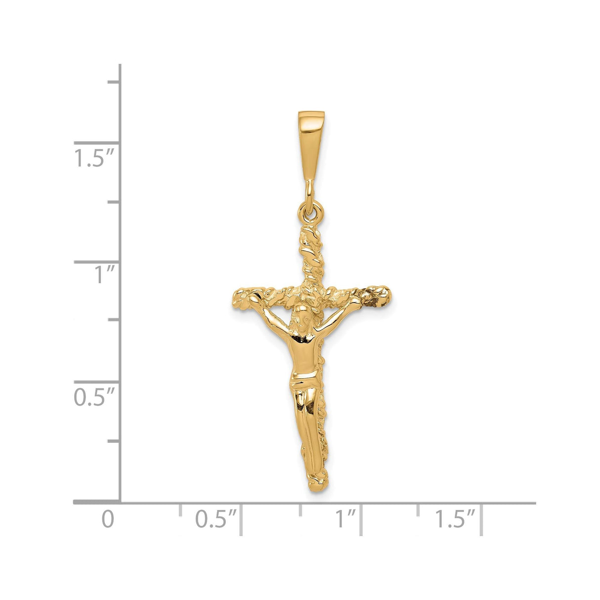 10k Yellow Gold Crucifix Pendant with Detailed Jesus Cross Figure, Catholic Christian Charm