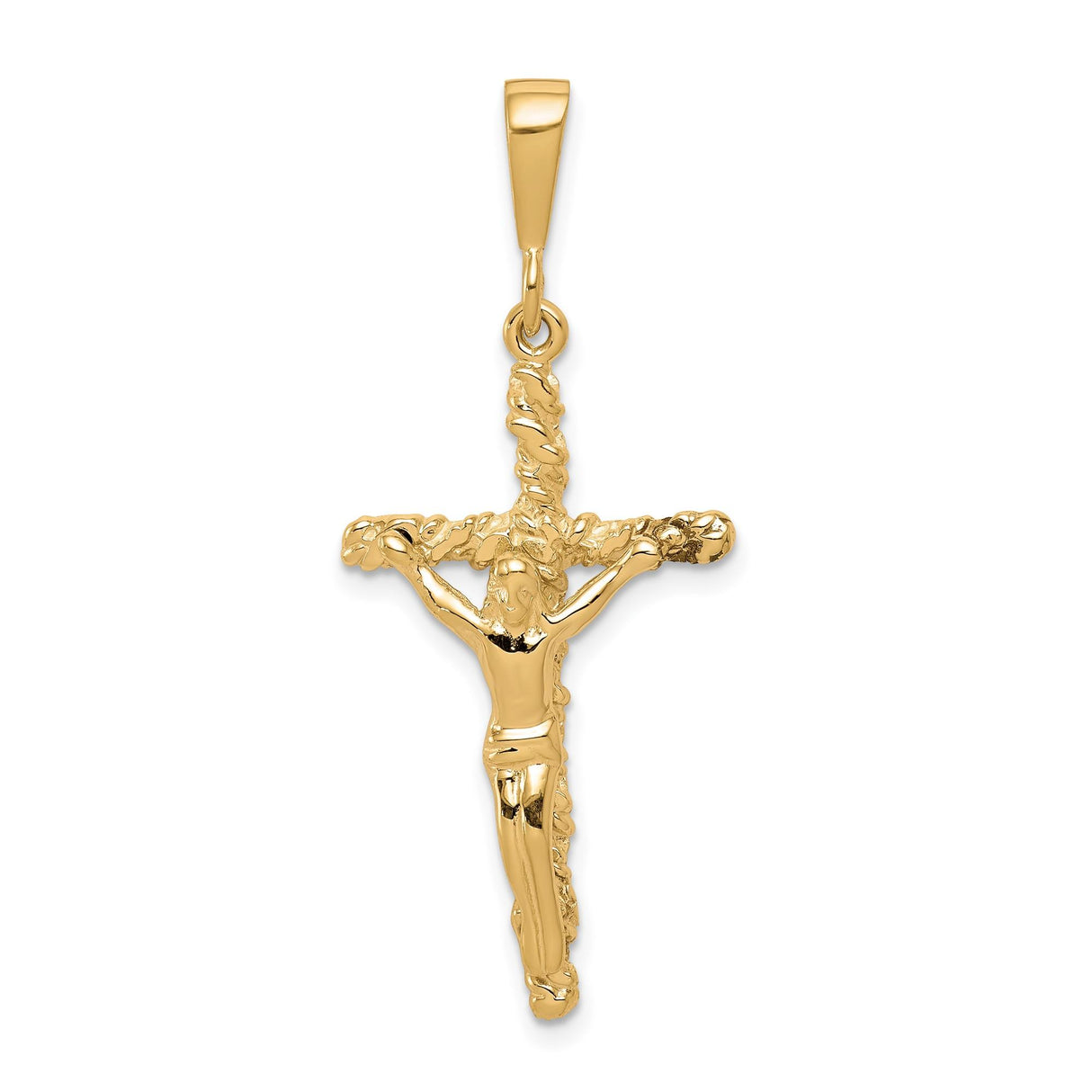 10k Yellow Gold Crucifix Pendant with Detailed Jesus Cross Figure, Catholic Christian Charm