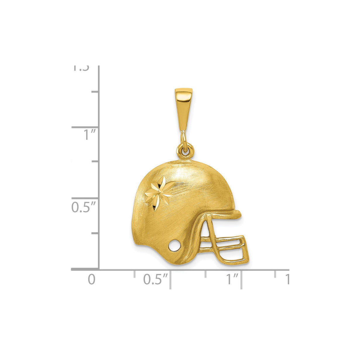 10k Yellow Gold Football Helmet Pendant with Polished Star Detail and Satin Finish