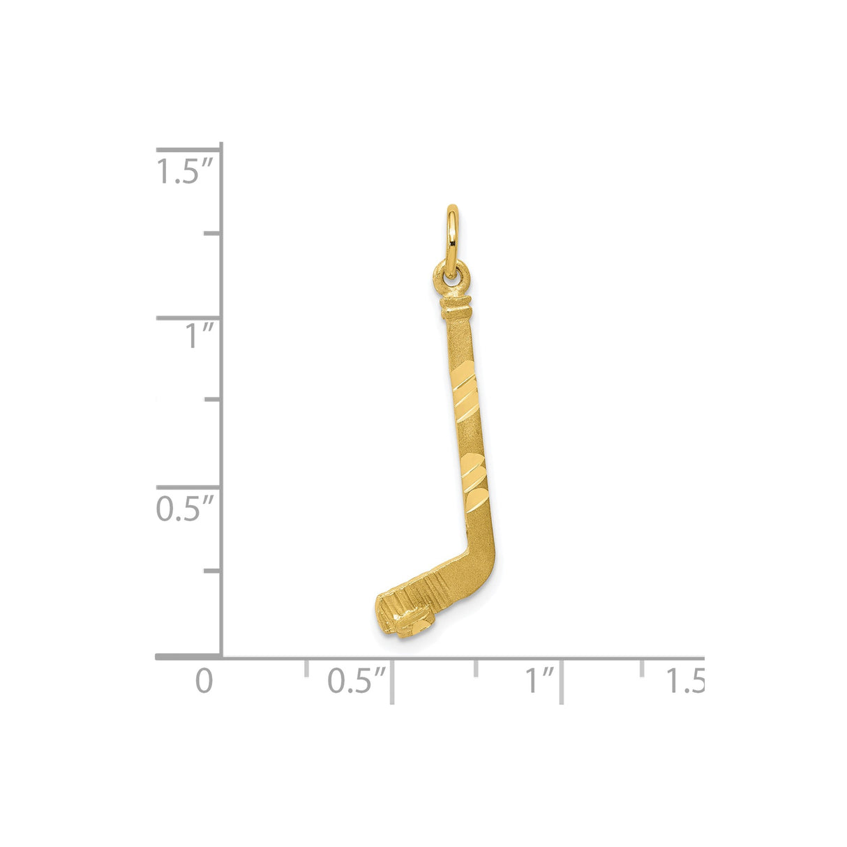 10k Yellow Gold Hockey Stick Pendant with Textured Grip and Band Accents, Unisex Sports Charm