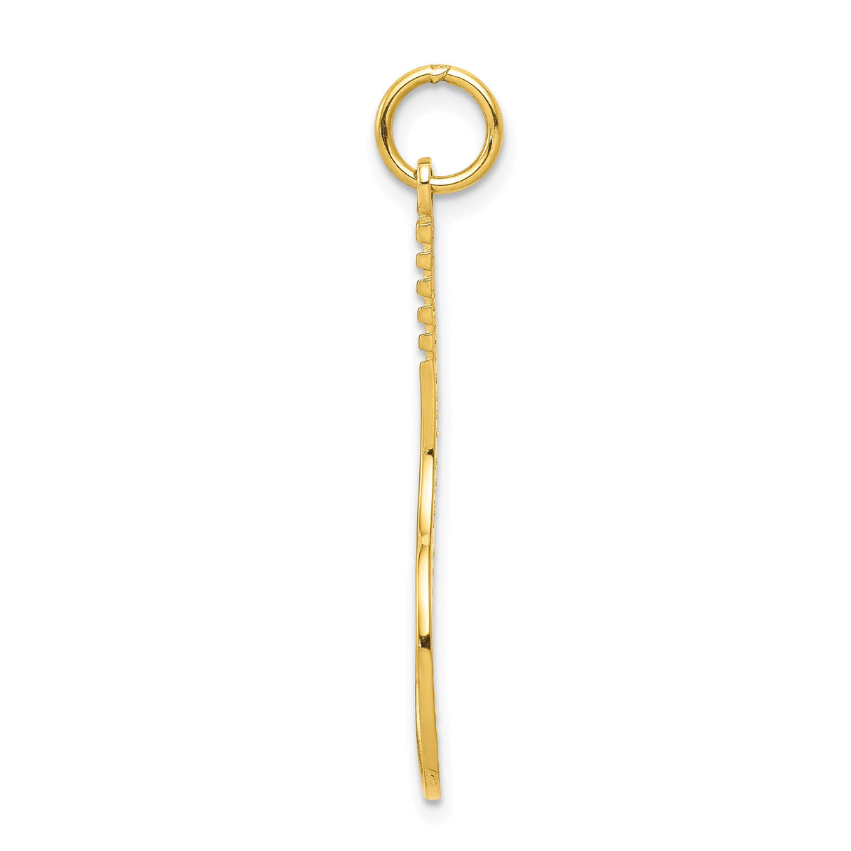 10k Yellow Gold Tennis Racket Pendant Charm with Openwork Design