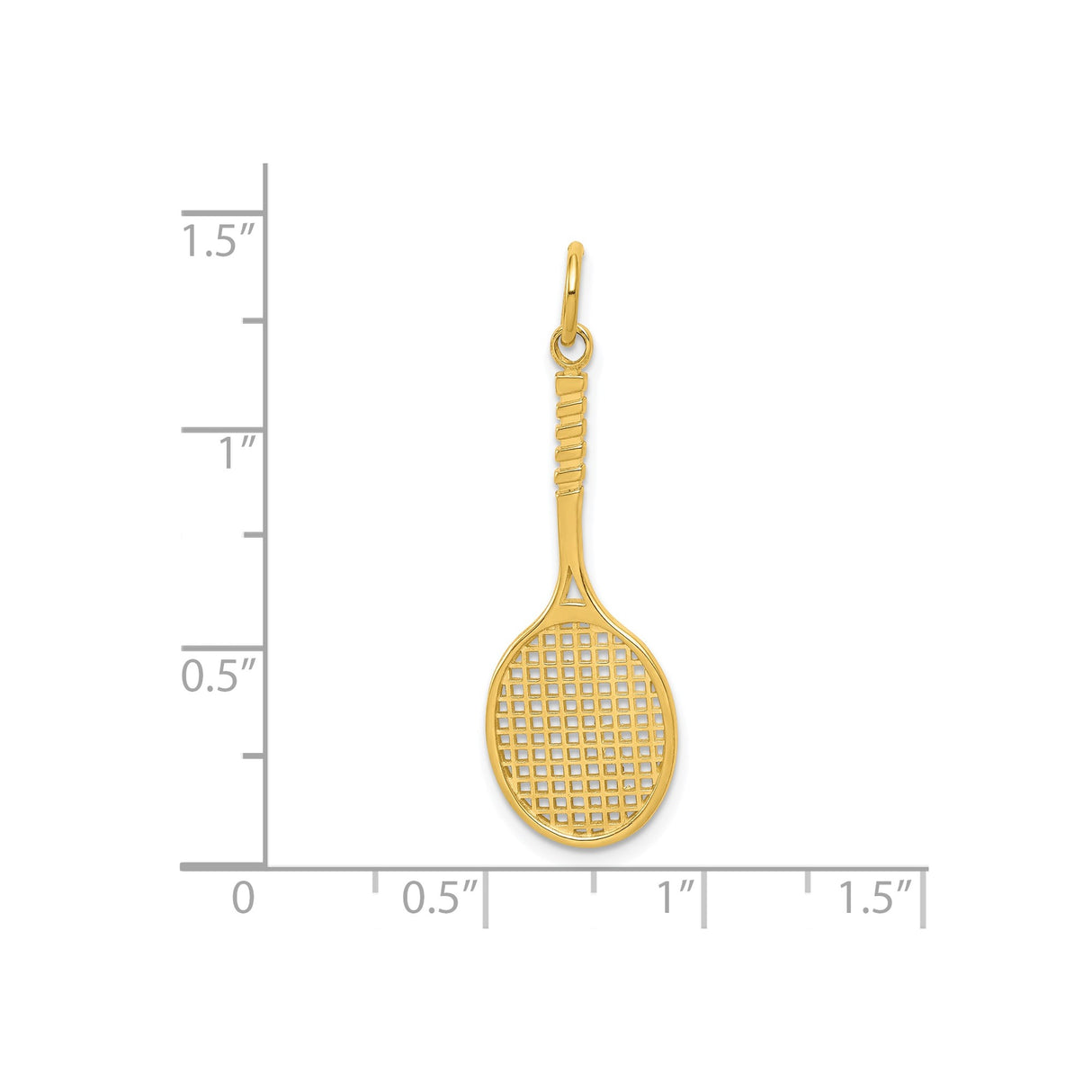 10k Yellow Gold Tennis Racket Pendant Charm with Openwork Design
