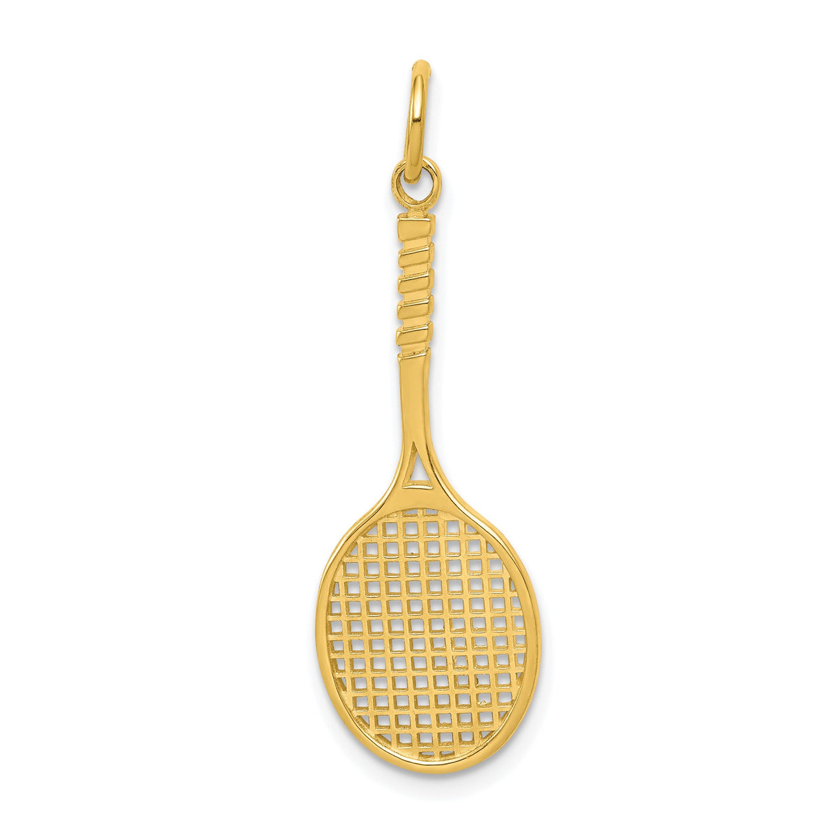 10k Yellow Gold Tennis Racket Pendant Charm with Openwork Design