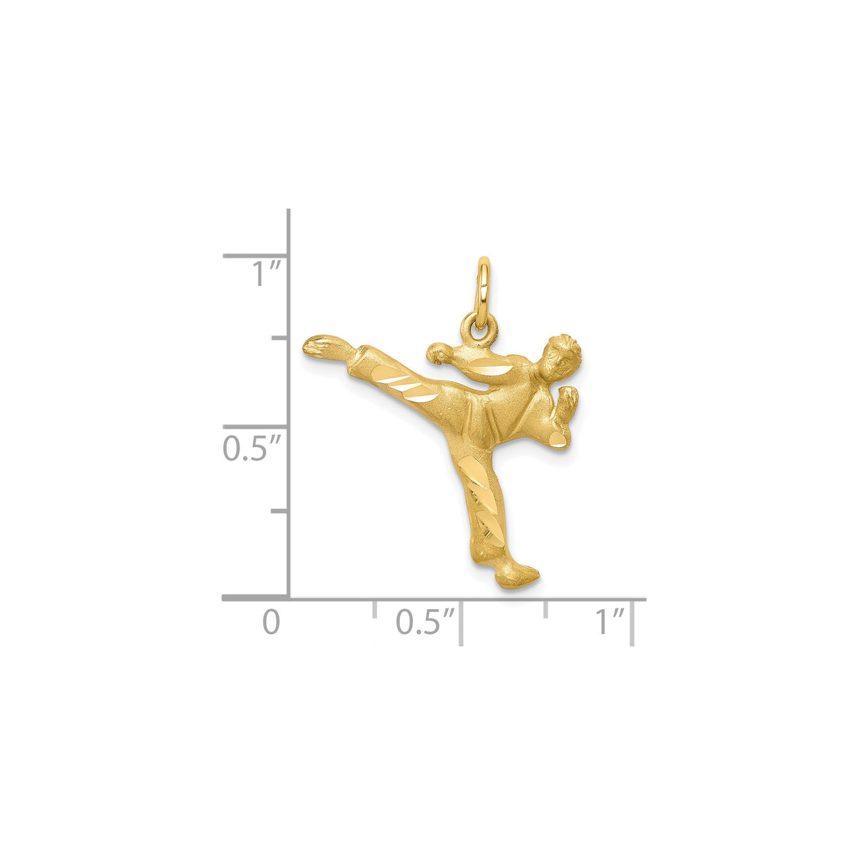 10k Yellow Gold Martial Artist Pendant with High Kick Fighter Design