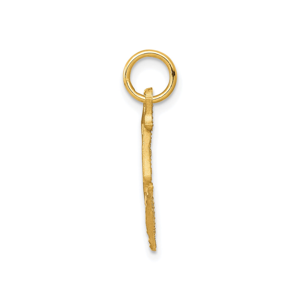 10k Yellow Gold Ice Skate Charm Pendant, Openwork Design with Diamond-Cut Blade Detail