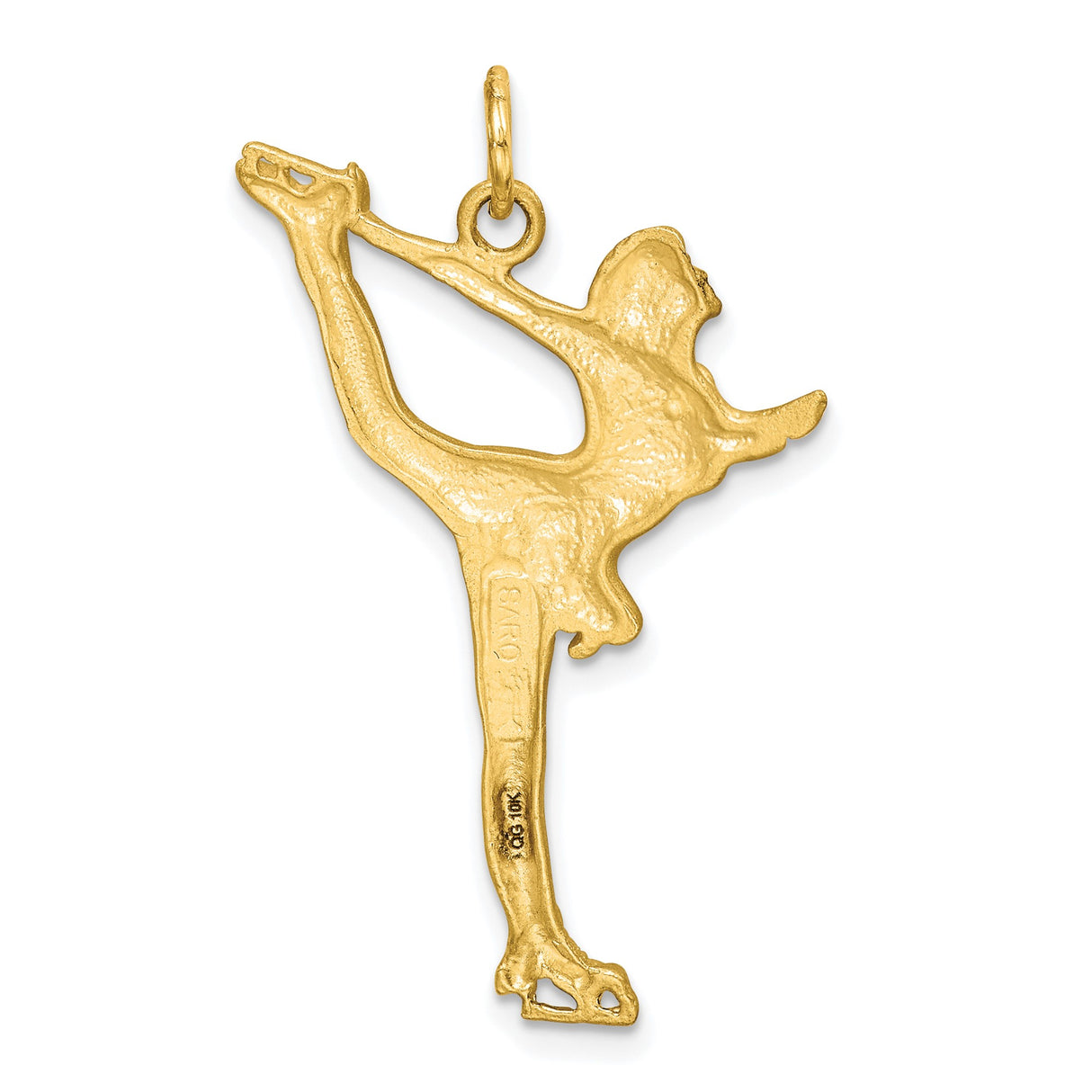 10k Yellow Gold Ice Skater Pendant, Female Figure in Detailed Skating Pose Charm