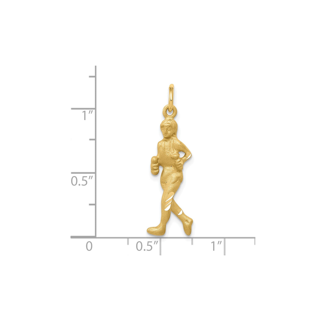 10k Yellow Gold Boxer Pendant with Sculpted Male Figure in Boxing Stance for Men