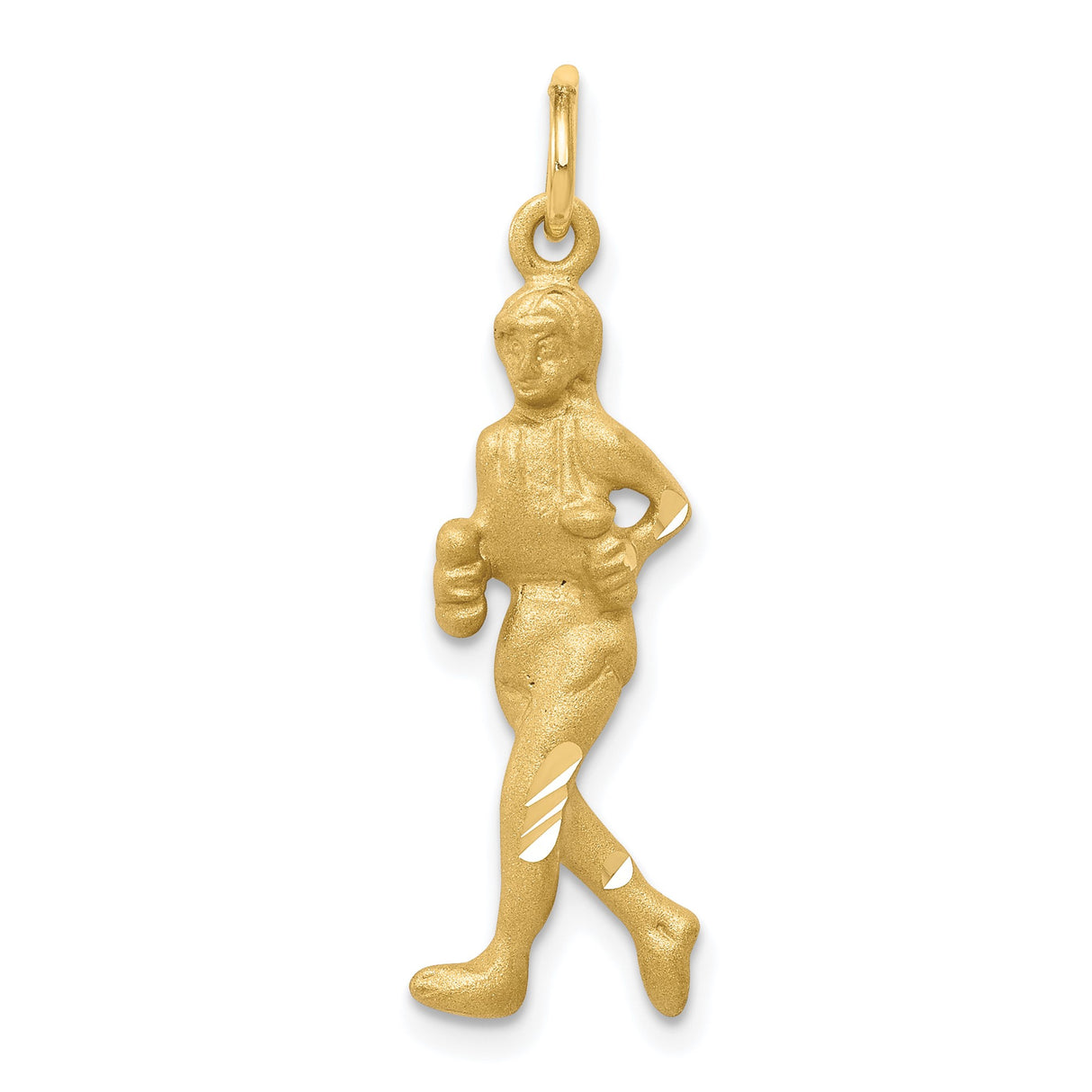 10k Yellow Gold Boxer Pendant with Sculpted Male Figure in Boxing Stance for Men