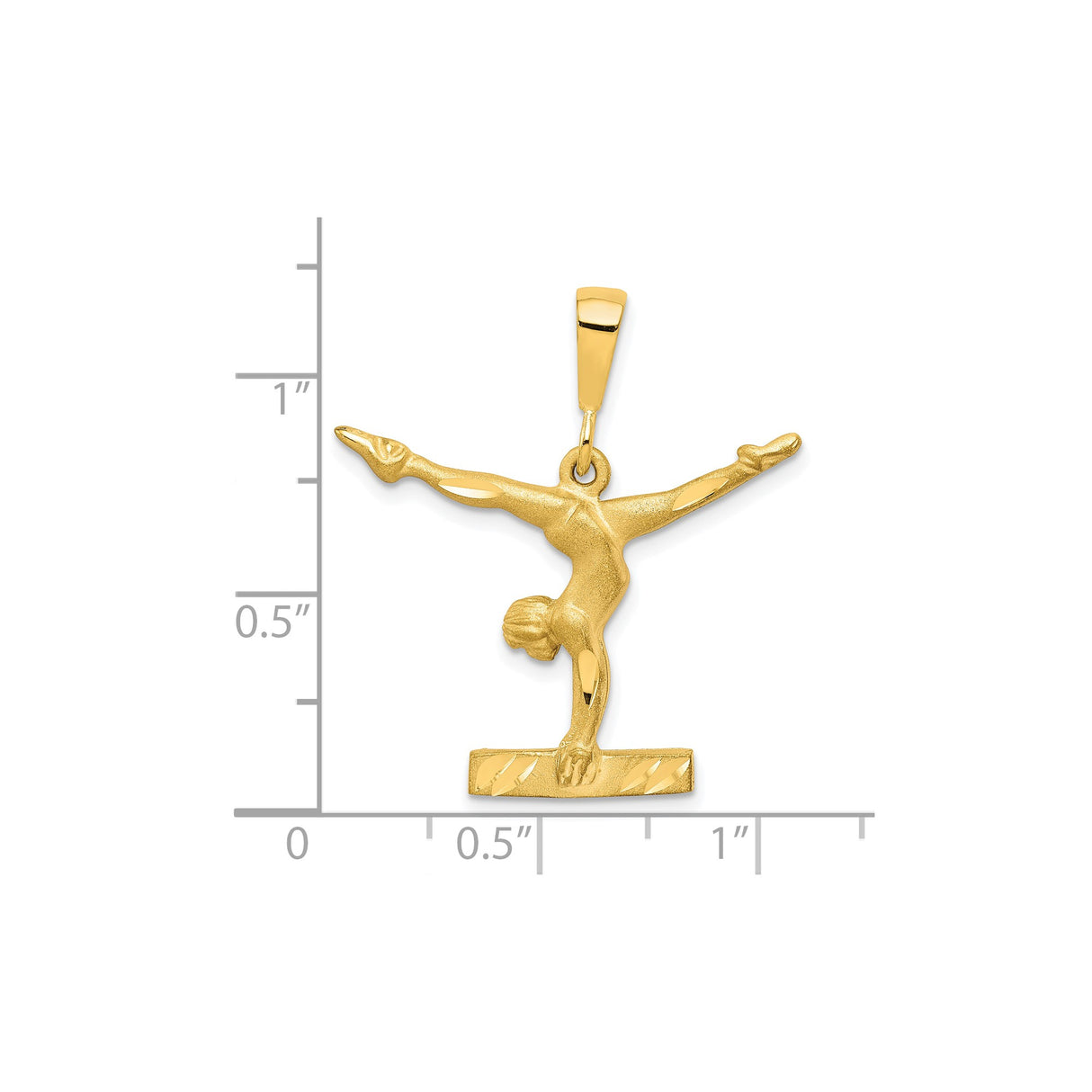 10k Yellow Gold Gymnast Pendant with Female Athlete Handstand on Balance Beam