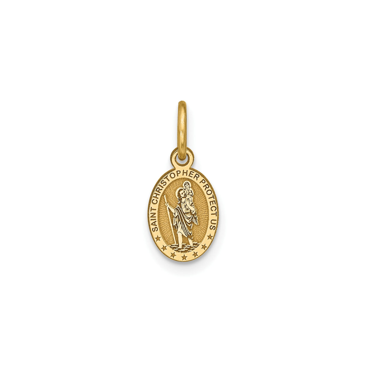 10k Yellow Gold Saint Christopher Oval Pendant with Textured Medallion