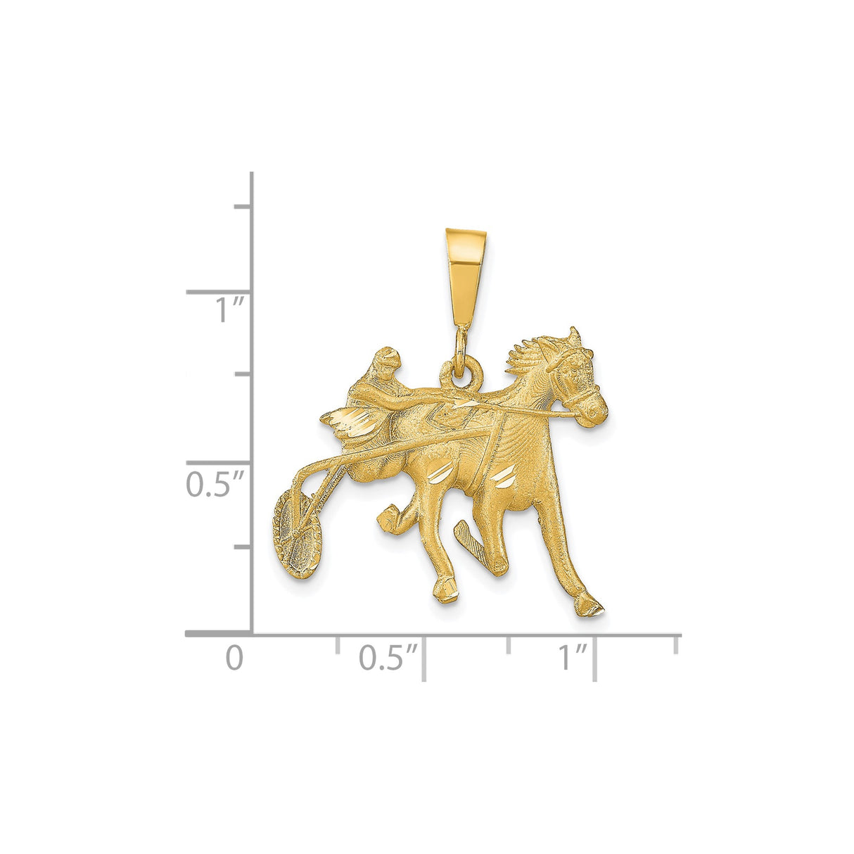10k Yellow Gold Horse and Sulky Pendant, Detailed Harness Racing Charm with Driver