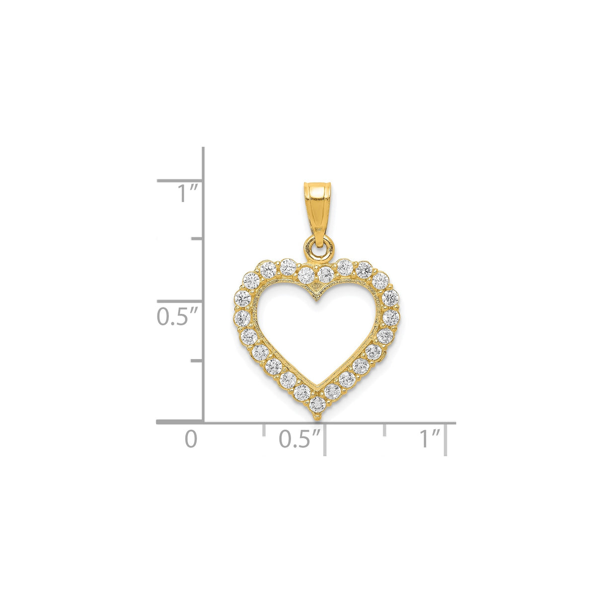 10k Yellow Gold Heart Pendant with Cubic Zirconia, Romantic Open Design for Women