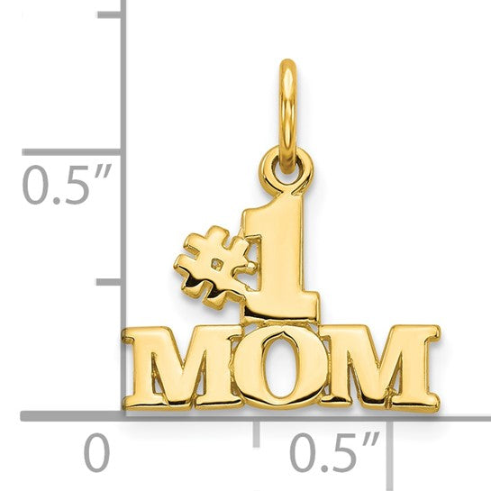 10k Yellow Gold Mom Pendant, Bold #1 Design, Motherhood Charm for Necklace or Bracelet
