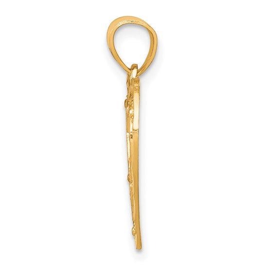 Mom Heart Charm Pendant in Real 10k Multi-Tone Gold