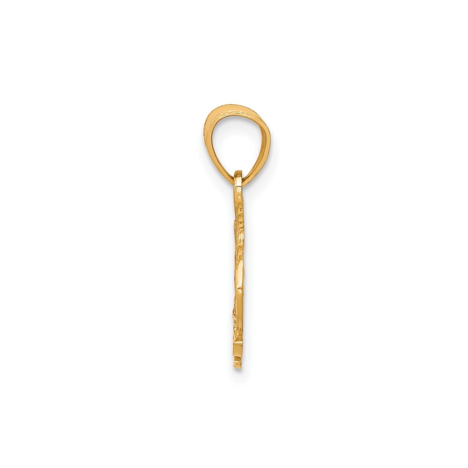10k Multi-Tone Gold Pendant, #1 Mom Design with Rhodium Accent and Leaf Detail