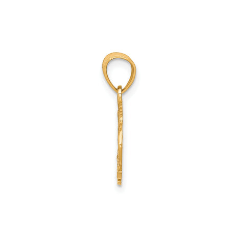 10k Multi-Tone Gold Pendant, #1 Mom Design with Rhodium Accent and Leaf Detail