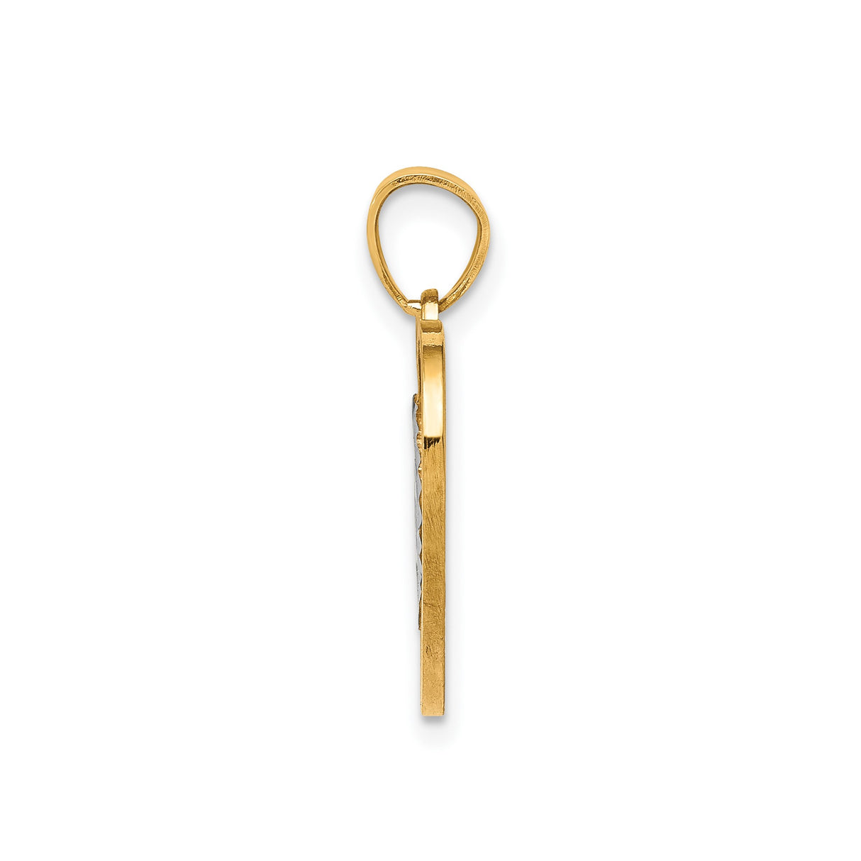 10k Two-Tone Gold Heart Pendant with Rose Gold 15, Quinceañera Filigree Design