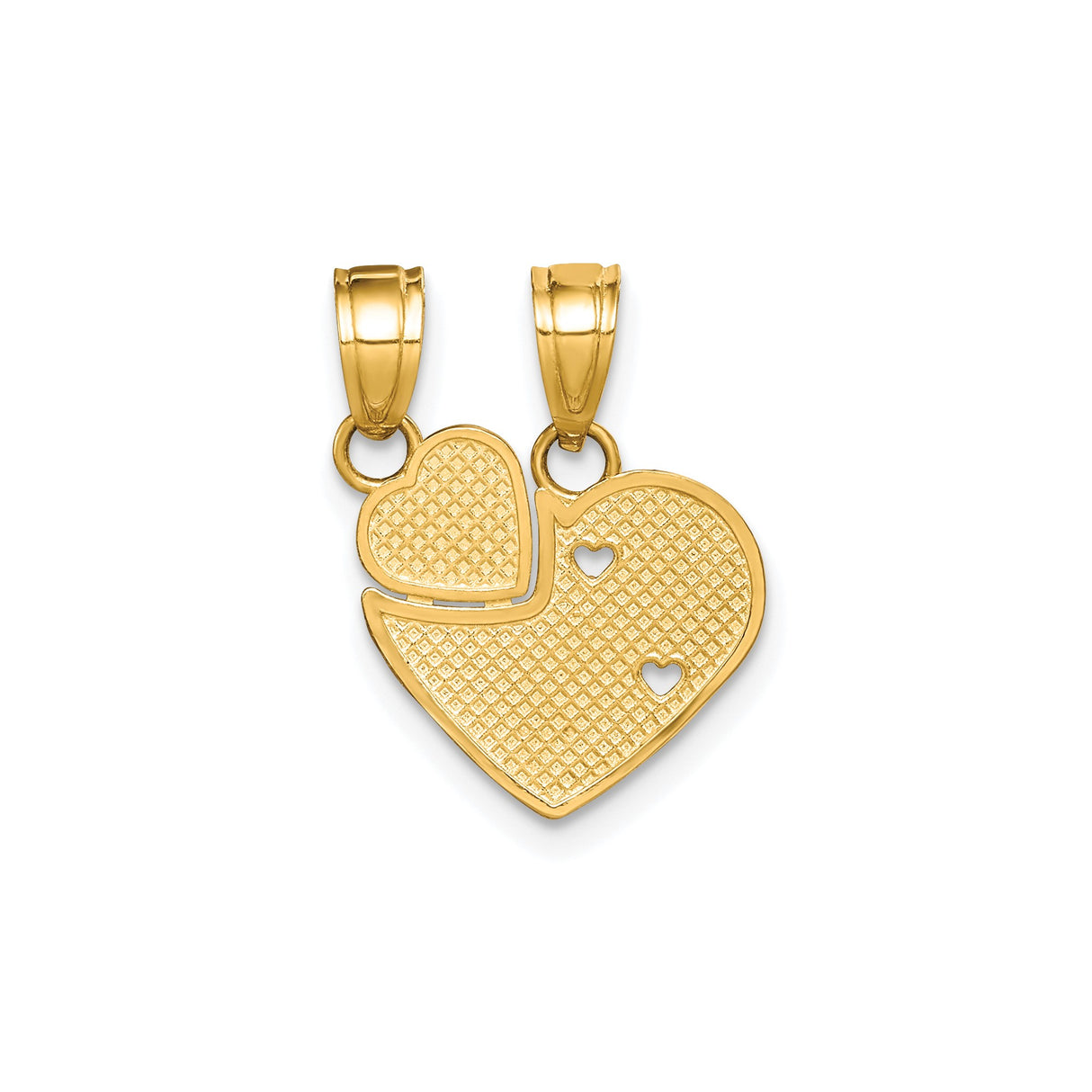 10k Yellow Gold Heart Pendant Set with Big Sis and Lil Sis Engraving, Sister Charm Duo